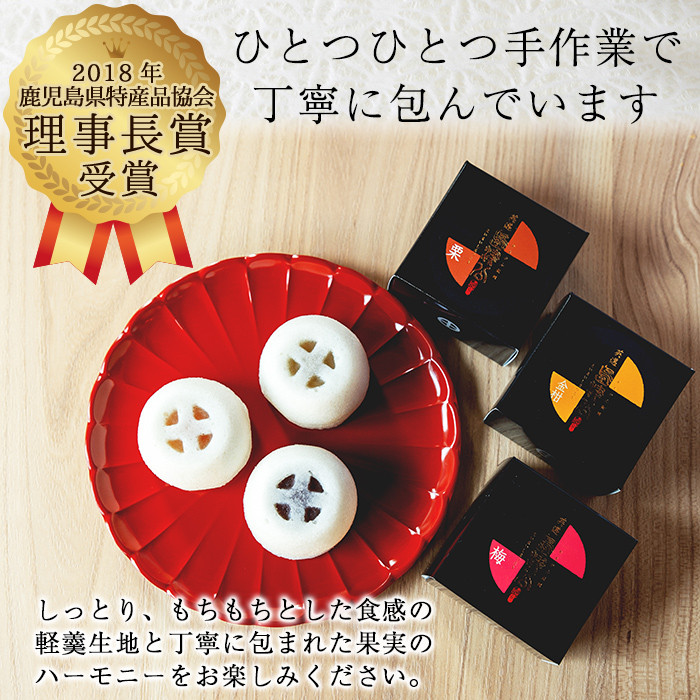 A6-003 かるかん饅頭「英邁 島津公」3種セット(計9個)【森三】