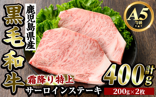 K-318-A 鹿児島県産黒毛和牛＜A5等級＞霜降り特上サーロインステーキ(400g)【ビーフ倉薗】霧島市 牛肉 ステーキ ステーキ肉 国産 鹿児島県産 黒毛和牛 肉 精肉 牛