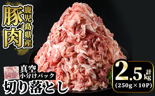 A5-033-B 国産！鹿児島県産豚肉切り落とし真空小分け 250g×10P(計2.5kg)【肉の豊楽】霧島市 豚肉 ぶたにく 豚 小分け 切り落とし 真空パック 切落し 冷凍