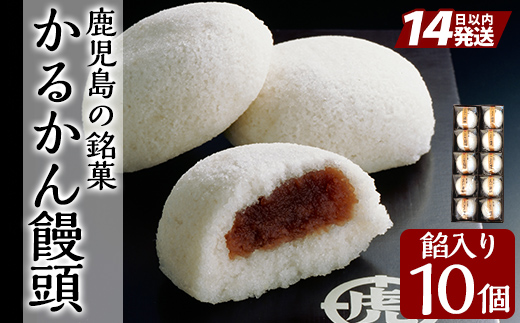 A-196-A 鹿児島の銘菓かるかん饅頭(餡入り) 計10個【徳重製菓とらや】霧島市 国産 かるかん 軽羹 饅頭 まんじゅう 銘菓 郷土菓子 生菓子 お菓子 和菓子 スイーツ