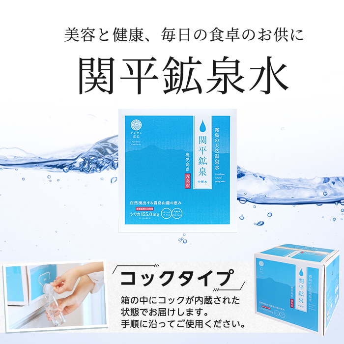 【寄附額改定】 B-025 ＜定期便・全5回＞関平鉱泉水10L×1箱ずつお届け(計5箱)【関平鉱泉所】 霧島市 シリカ シリカ水 水 シリカミネラルウォーター