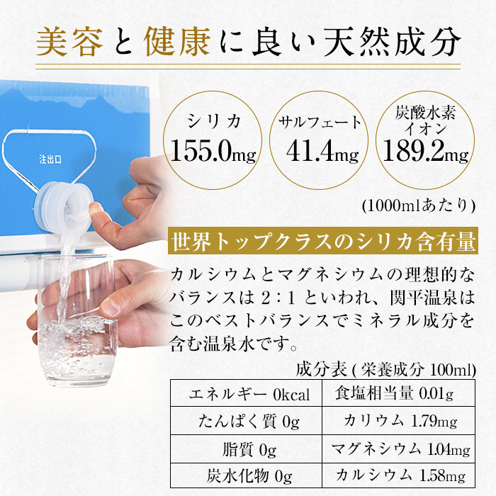 C-021 ＜定期便・全6回＞関平鉱泉水20L×1箱ずつお届け(計6箱)【関平鉱泉所】 霧島市 シリカ シリカ水 水 シリカミネラルウォーター