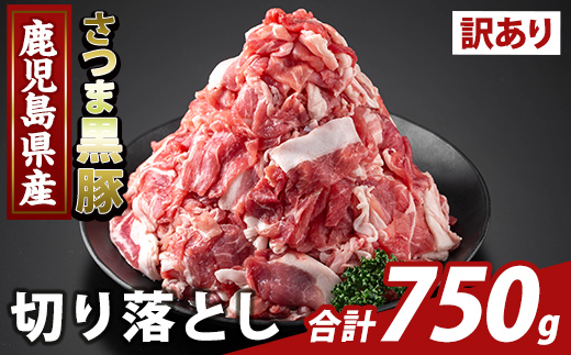 K-429-A ＜訳あり＞鹿児島県産 さつま黒豚切り落とし(計750g)【ふるさと産直バザール】霧島市 部位ミックス 切落し 黒豚 国産 鹿児島県産 肉 精肉 ワケアリ