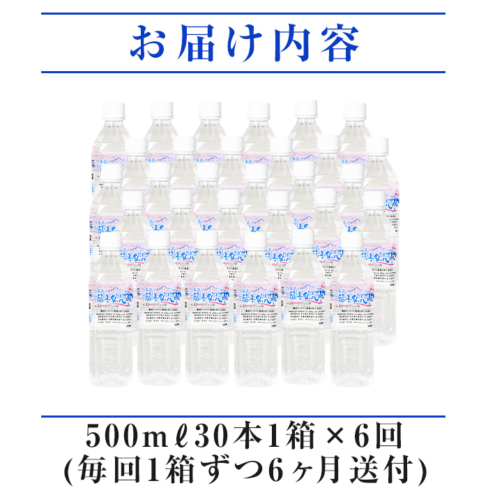 K-019《6ヶ月定期便》霧島の福寿鉱泉水（硬水：500mlペットボトル30本箱入)【福地産業株式会社】