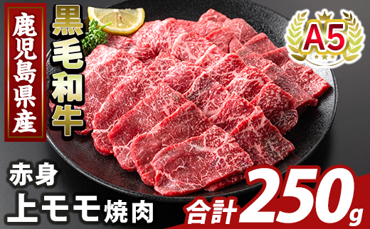 K-483-A 鹿児島県産A5等級黒毛和牛赤身上モモ焼肉(計250g)【ふるさと産直バザール】霧島市 牛肉 国産 鹿児島県産 モモ 焼肉 肉 精肉