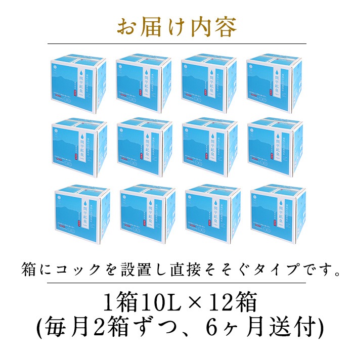 【寄附額改定】K-493 ＜定期便・全6回＞関平鉱泉水10L×2箱ずつお届け(計12箱)【関平鉱泉所】 霧島市 シリカ シリカ水 水 シリカミネラルウォーター