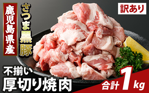 K-746-A 直売用訳あり限定 さつま黒豚 不揃い厚切り焼肉 真空パック入り(計1kg) 【ふるさと産直バザール】霧島市 部位ミックス 黒豚 国産 鹿児島県産 肉 精肉 ワケアリ 焼肉 真空パック 豚肉 ロース モモ