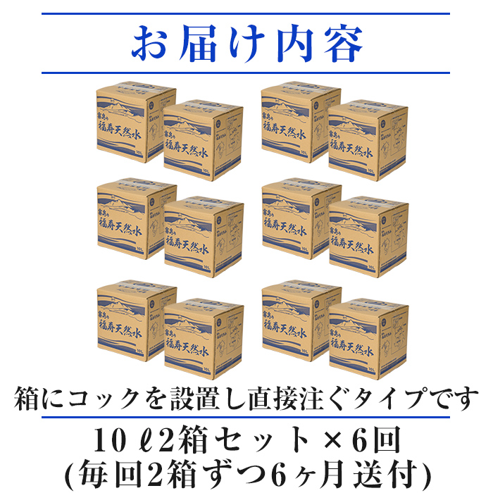 K-021《6ヶ月定期便》霧島の福寿天然水（軟水：10L箱×2個セット)【福地産業株式会社】