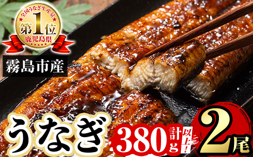 A5-034-RT 数量限定！特別サイズ！霧島産うなぎ蒲焼き計380g以上(190g超×2尾)【田代水産】霧島市 国産 鹿児島県産 うなぎ 鰻 ウナギ 高級 蒲焼き 蒲焼 かばやき タレ