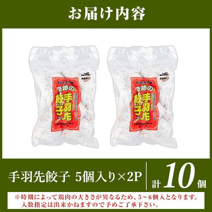 K-285-A 霧島高原純粋黒豚使用！奇跡の手羽先餃子(5個×2P 計10個)【MAGONIMO餃子】霧島市 餃子 ぎょうざ 手羽 生餃子 黒豚 豚 惣菜 総菜 時短 おかず