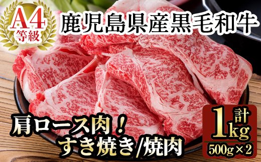 C-049 鹿児島県産黒毛和牛肩ロース肉(Ａ-4等級1,000g)【九面屋】