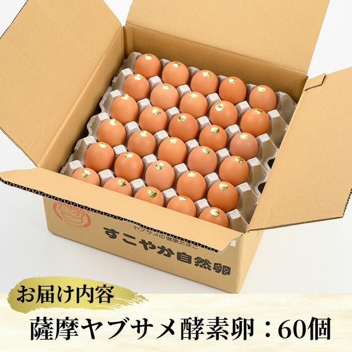 薩摩ヤブサメ酵素卵(60個) 国産 鹿児島県産 たまご 卵 玉子 タマゴ 鶏卵 オムレツ 卵かけご飯 朝食 料理 人気 たまご焼き【ヤブサメファーム】【A-781H】