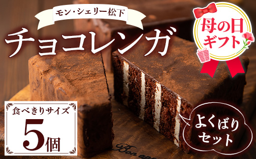 ＜2026年 母の日ギフト＞食べきりチョコレンガ よくばりセット(小サイズ×5個)！国産 お菓子 菓子 洋菓子 スイーツ チョコレート ケーキ 冷凍 チョコ 贈り物 贈答用 ギフト プレゼント 母の日 メッセージカード付【モン・シェリー松下】【MDA-001H】