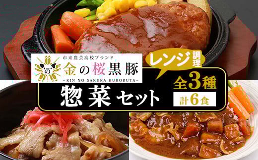 金の桜黒豚を使用した惣菜3種！ハンバーグ(180g×2袋)・黒豚丼(180g×2袋)・黒豚カレーセット(200g×2袋)！【エーエフ企画】【A-1283H】