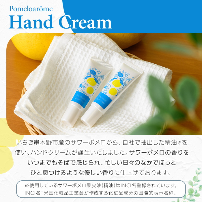 サワーポメロハンドクリーム (30g×2本) いちき串木野市 ルシエルフュゼ サワーポメロ 柑橘 大橘 みかん ハンドクリーム 保湿 ハンドケア 手荒れ 乾燥 肌 美容 香り アロマ 精油 エッセンシャルオイル【LeCiel+b2-cafe】【A-2071H】