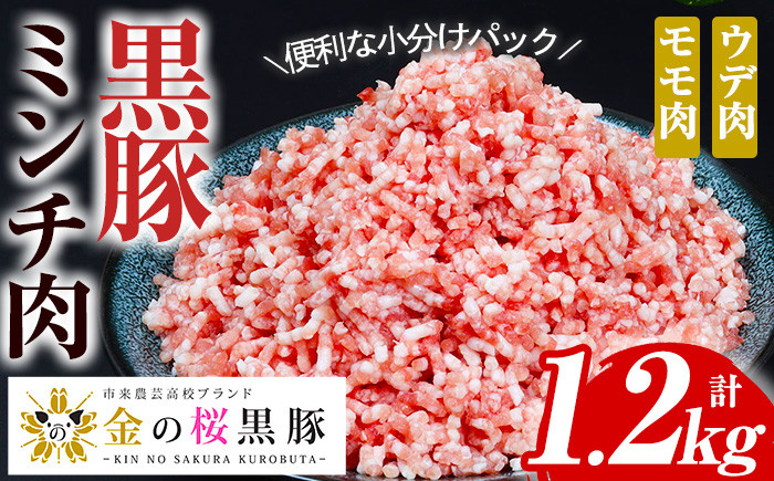 市来農芸高校産 黒豚ミンチ(計約1.2kg・200g×6パック)！ウデ モモ ウデ肉 モモ肉 国産 豚 豚肉 肉 食品 肉類 冷凍 ミンチ 九州 ミンチ肉【エーエフ企画】【A-1438H】