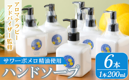 サワーポメロハンドソープ (200ml×6本) いちき串木野市 ルシエルフュゼ サワーポメロ 柑橘 大橘 みかん ハンドソープ 手洗い 液体せっけん 泡 衛生 洗浄 ハンドケア 肌 香り アロマ 精油 エッセンシャルオイル【LeCiel+b2-cafe】【E-169H】