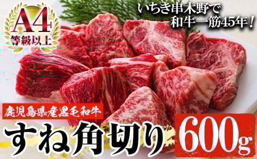 鹿児島県産黒毛和牛！A4等級以上！尾崎牧場産黒毛和牛スネ肉角切り(600g) 国産 鹿児島県産 和牛 牛肉 すね肉 お肉 角切り 煮込み【バクロ】【A-1823H】
