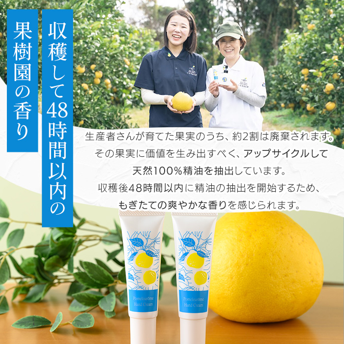 サワーポメロハンドクリーム (30g×2本) いちき串木野市 ルシエルフュゼ サワーポメロ 柑橘 大橘 みかん ハンドクリーム 保湿 ハンドケア 手荒れ 乾燥 肌 美容 香り アロマ 精油 エッセンシャルオイル【LeCiel+b2-cafe】【A-2071H】