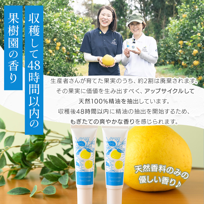 サワーポメロハンドクリーム (30g×2本) いちき串木野市 ルシエルフュゼ サワーポメロ 柑橘 大橘 みかん ハンドクリーム 保湿 ハンドケア 手荒れ 乾燥 肌 美容 香り アロマ 精油 エッセンシャルオイル【LeCiel+b2-cafe】【A-2071H】