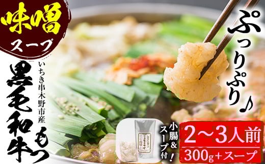 鹿児島県産黒毛和牛使用！もつ鍋セット(2〜3人前)「贅の味噌」スープ(750g)と黒毛和牛小腸(300g)！しょうちょう ホルモン もつ鍋 鍋 お鍋 冷凍 牛肉 肉 もつ モツ 内臓 国産牛 国産 九州産 モツ鍋 もつなべ ギフト 黒毛和牛【バクロ】【A-556H】