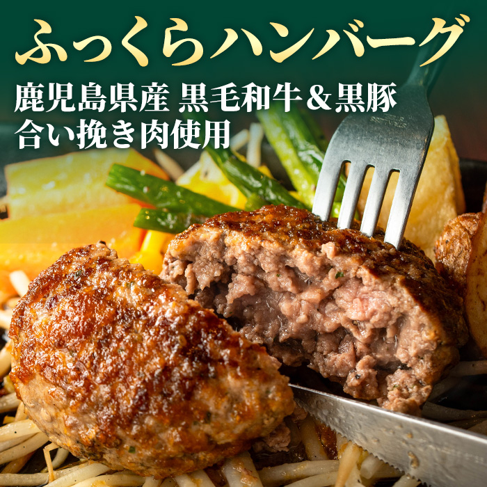 鹿児島県産 黒平の手ごねハンバーグセット《合い挽き》(150g×4個) ハンバーグ 黒毛和牛 黒豚 合い挽き 牛肉 牛 国産 手ごね 真空 個包装 ギフト 化粧箱 おかず 惣菜 冷凍【みその】【A-1931H】