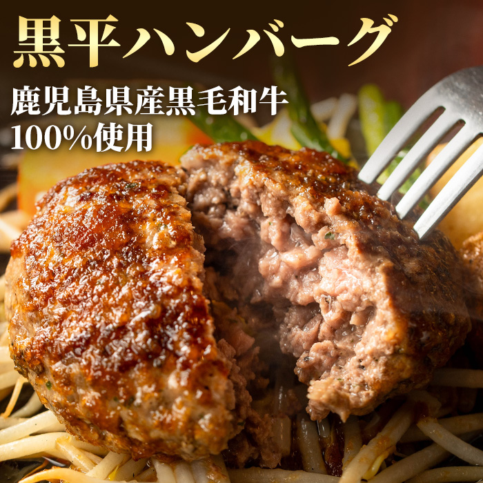 鹿児島県産 黒平の手ごねハンバーグセット《黒毛和牛100%》(150g×4個) ハンバーグ 黒毛和牛 牛肉 牛 100% 国産 手ごね 真空 個包装 ギフト 化粧箱 おかず 惣菜 冷凍【みその】【A-1932H】