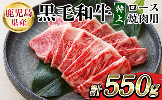 鹿児島県産黒毛和牛 特上ロース焼肉 (計550g) 牛肉 肉 黒毛和牛 国産 国産牛 九州 鹿児島 鹿児島県産 ロース ロース肉 焼肉 焼き肉 冷凍 ギフト【バクロ】【00-030-31】