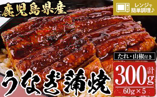 [レンジ対応]鹿児島県産うなぎ蒲焼(300g・60g×5/タレ・山椒付き) 国産 国産魚 九州産 鹿児島県産 魚 魚介 鰻 うなぎ ウナギ unagi 蒲焼 蒲焼き たれ たれ付 さんしょう 簡単調理[エーエフ企画][A-1777H]