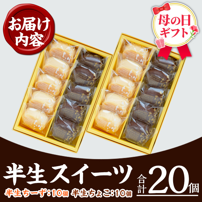 ＜2026年 母の日ギフト＞半生ちーず・半生ちょこ詰合せ(各10個入・計20個) スイーツ チーズケーキ チョコ お菓子 銘菓 冷凍 ギフト 個包装 詰め合わせ 詰合せ 贈り物 贈答 ギフト プレゼント 洋菓子 母の日 のし 熨斗【菓子処 菊屋】【MDA-003H】