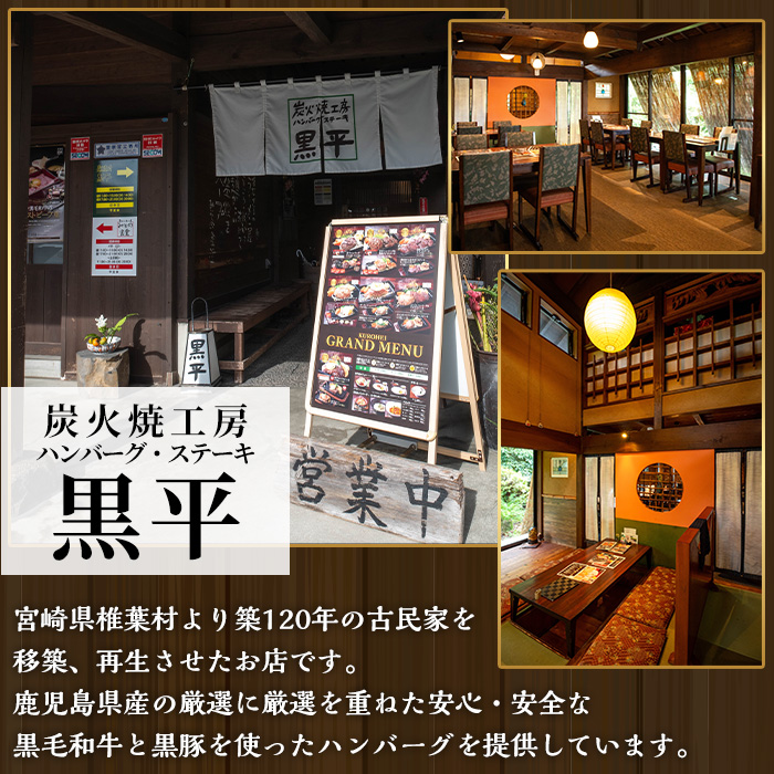 鹿児島県産 黒平の手ごねハンバーグセット《黒毛和牛100%》(150g×4個) ハンバーグ 黒毛和牛 牛肉 牛 100% 国産 手ごね 真空 個包装 ギフト 化粧箱 おかず 惣菜 冷凍【みその】【A-1932H】