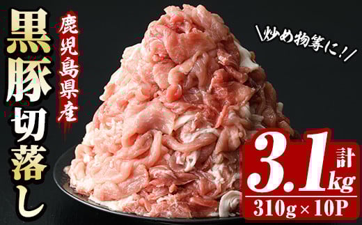 恵味の黒豚切落しセット (鹿児島県産黒豚)(310g×10P・計3.1kg) 豚 豚肉 肉 鹿児島 黒豚 切り落とし 小間切れ こま切れ 炒め物 カレー 詰合せ 詰め合わせ 小分け 冷凍【西日本ベストパッカー】【A-1735H】