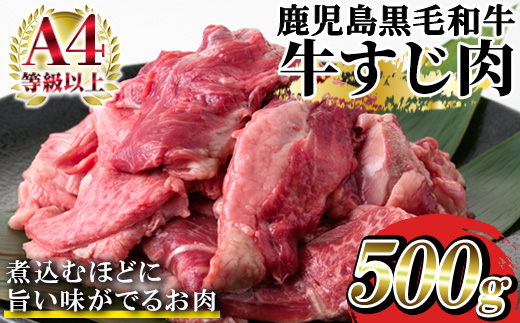 ＜数量限定＞《A4等級以上》鹿児島県産黒毛和牛 牛すじ肉 (計500g) 国産 九州 牛 牛肉 すじ肉 スジ肉 肉 ビーフシチュー 煮込み カレー 牛スジ 煮込み おでん 和牛 冷凍【バクロ】【A-1461H】