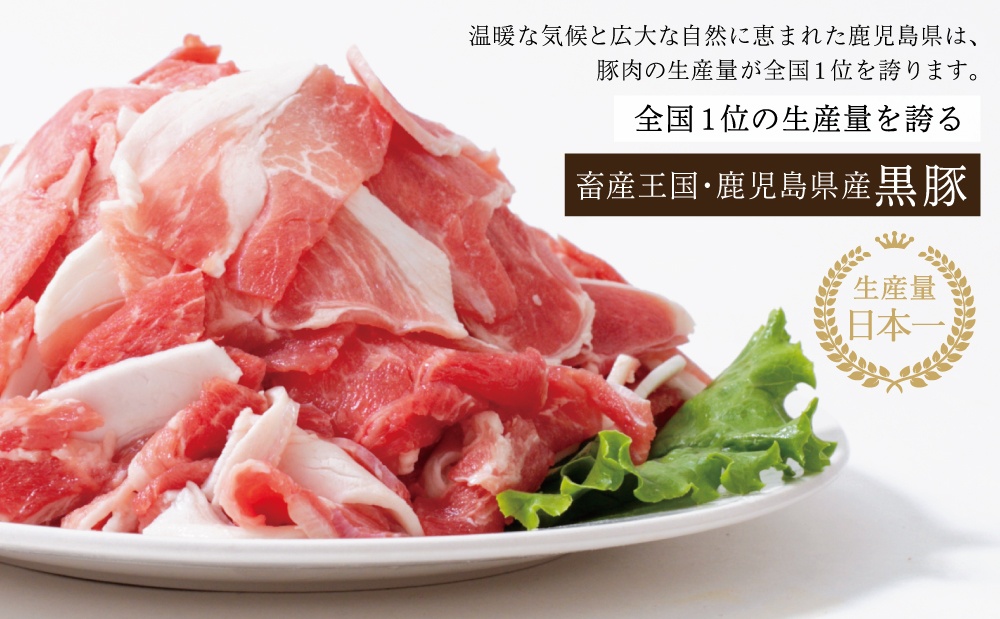 【鹿児島県産】黒豚 切り落とし 計1.8kg （600g×3袋）  切落し 小分け 炒め物 冷凍 スターゼン 南さつま市