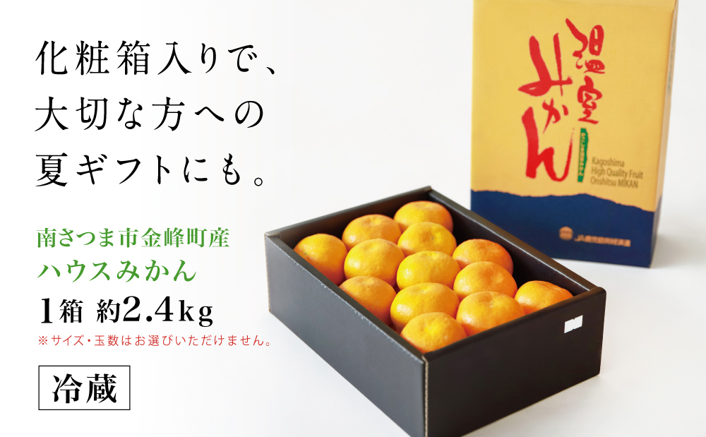 鹿児島県産 ハウスみかん 約2.4kg【 先行受付 ★7月～8月発送★】 化粧箱入り 先行予約 柑橘 みかん ミカン 蜜柑 ハウスミカン 温室 温州ミカン 温州みかん 旬 数量・期間 限定 国産 果実 果物 くだもの フルーツ 果肉 果汁 食品 デザート スイーツ おやつ 甘い 旬 季節限定 季節の果物 おすすめ ご褒美 贅沢 グルメ お取り寄せ JAさつま日置 鹿児島 鹿児島県 南さつま市