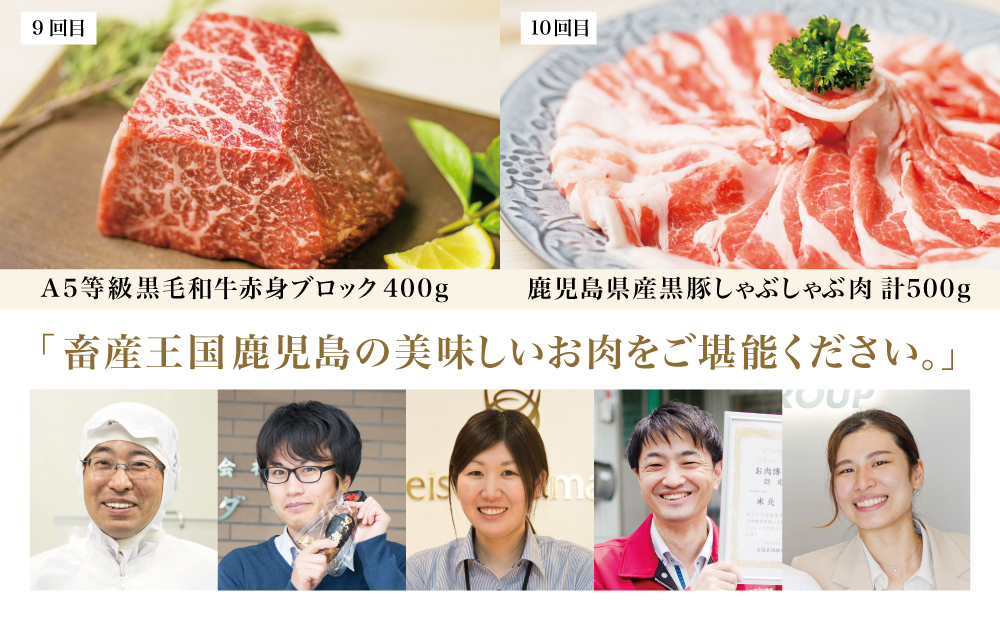 【定期便】畜産王国・南さつま市のオールスター厳選お肉定期便（10回） 牛肉 豚肉 すき焼き しゃぶしゃぶ 赤身 焼肉 味噌漬け 冷凍 定期便 鹿児島 南さつま市