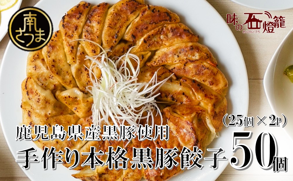 【鹿児島県産】手作り本格黒豚餃子 50個 （25個×2P）餃子 ギョーザ 生ぎょうざ  おかず 総菜 お弁当 のし ギフト 冷凍 南さつま市