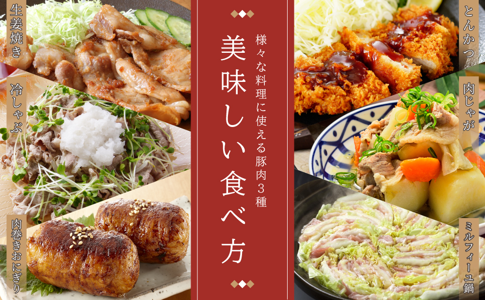 【鹿児島県産】豚肉3種類 計3kg  （250g×12パック）肩ロースしゃぶしゃぶ用・ロース生姜焼き用・バラスライス 国産 豚肉 バラ ロース 冷凍 カミチク 南さつま市