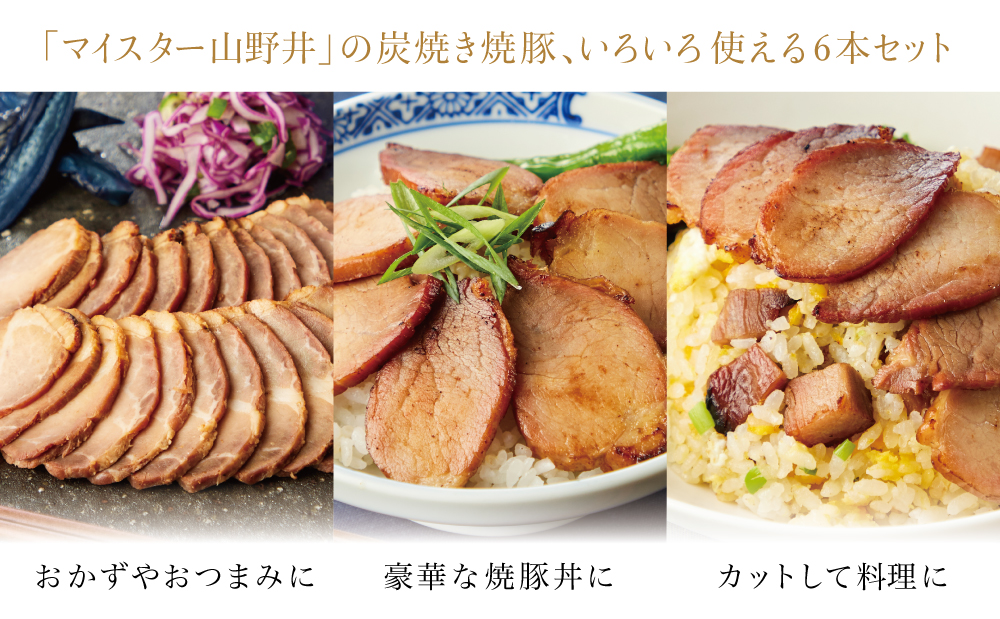 【訳あり ご自宅用】マイスター山野井 形ふぞろいの炭焼き焼豚（醤油） 6本セット ★最短発送★ チャーシュー 焼き豚 オードブル 肉 豚肉 惣菜 おかず 家庭用 ラーメン お取り寄せ ご当地 グルメ 冷蔵 鹿児島県 南さつま市