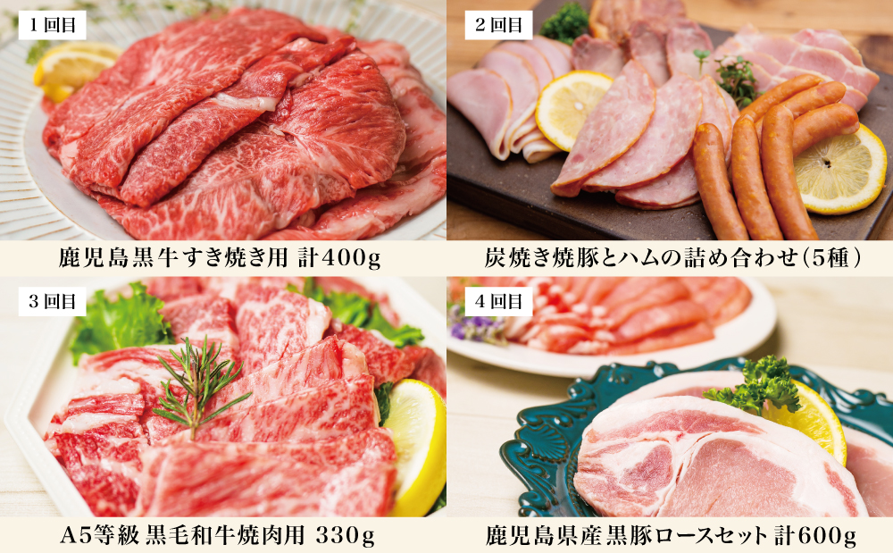 【定期便】畜産王国・南さつま市のオールスター厳選お肉定期便（10回） 牛肉 豚肉 すき焼き しゃぶしゃぶ 赤身 焼肉 味噌漬け 冷凍 定期便 鹿児島 南さつま市