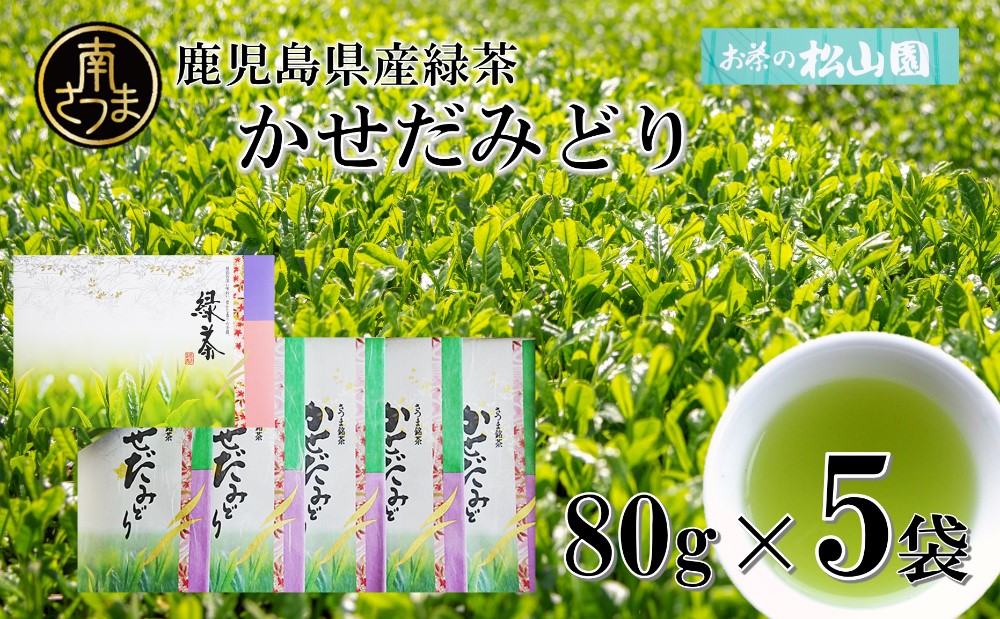 【鹿児島県産緑茶】かせだみどり（80g×5袋）  お茶 茶葉 日本茶 緑茶 飲料 飲み物 ギフト 贈答用 国産 鹿児島県産 南さつま市 お茶の松山園