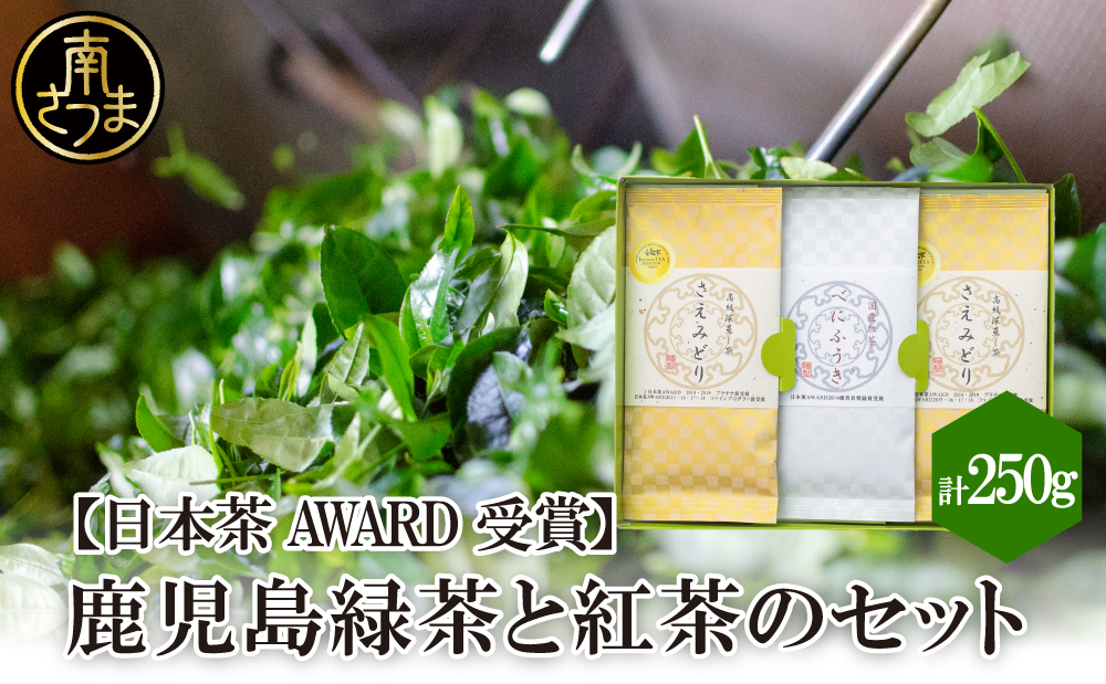 【日本茶AWARD受賞】鹿児島緑茶と紅茶のセット（計250g） 鹿児島県産 かごしま お茶 日本茶 緑茶 紅茶 茶葉 南さつま市 小牧緑峰園