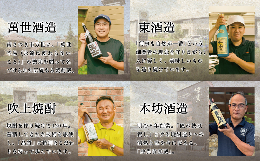 【ふるさと納税限定】焼酎杜氏発祥の地 南さつま七蔵の本格芋焼酎代表銘柄7本セット 鹿児島 本格焼酎 芋焼酎 25% 720ml 900ml 米麹 さつまいも 飲み比べ ロック 水割り お湯割り ハイボール お酒 厳選 希少 限定　南さつま市