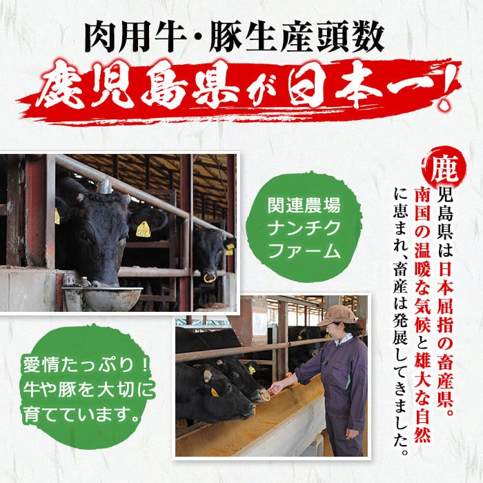 鹿児島県産黒毛和牛ロースステーキ(計400g/約200g×2枚)と九州産豚ロースしゃぶしゃぶ(計500g/250g×2P) a8-067