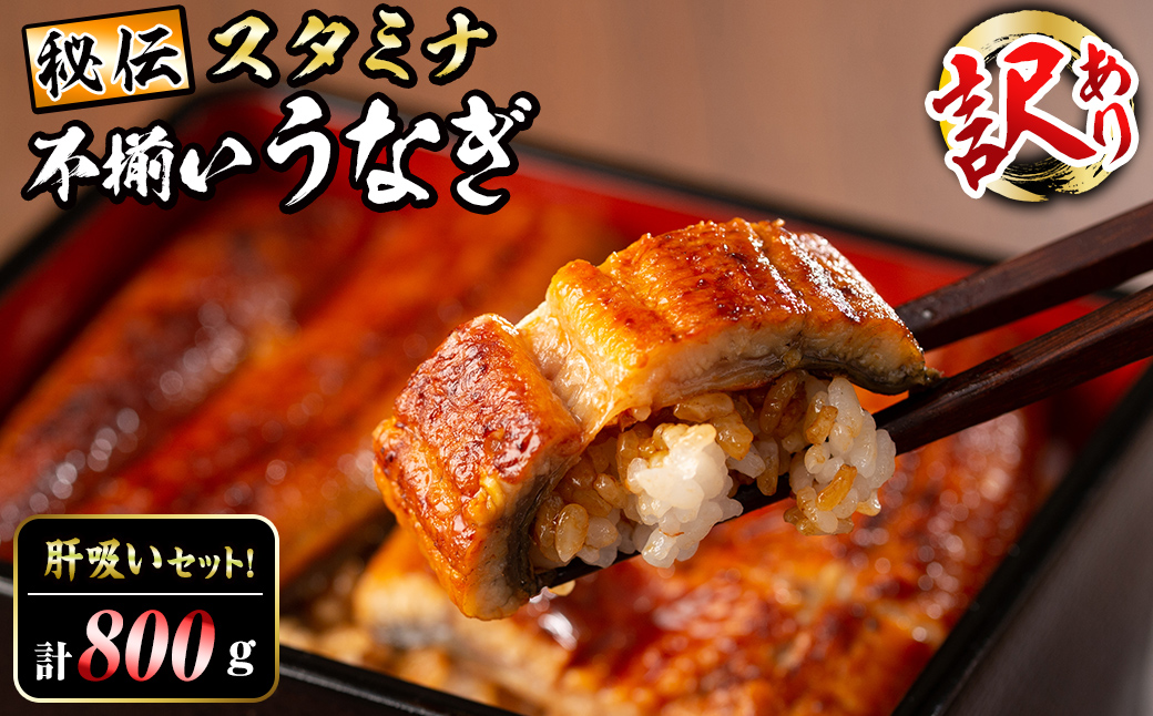 【訳あり】鹿児島県産！秘伝のスタミナうなぎ蒲焼き＜計800g以上/5尾以上＞肝吸いセット！ にんにく黒酢パワーで丸々太った美味しい鰻！ d0-038