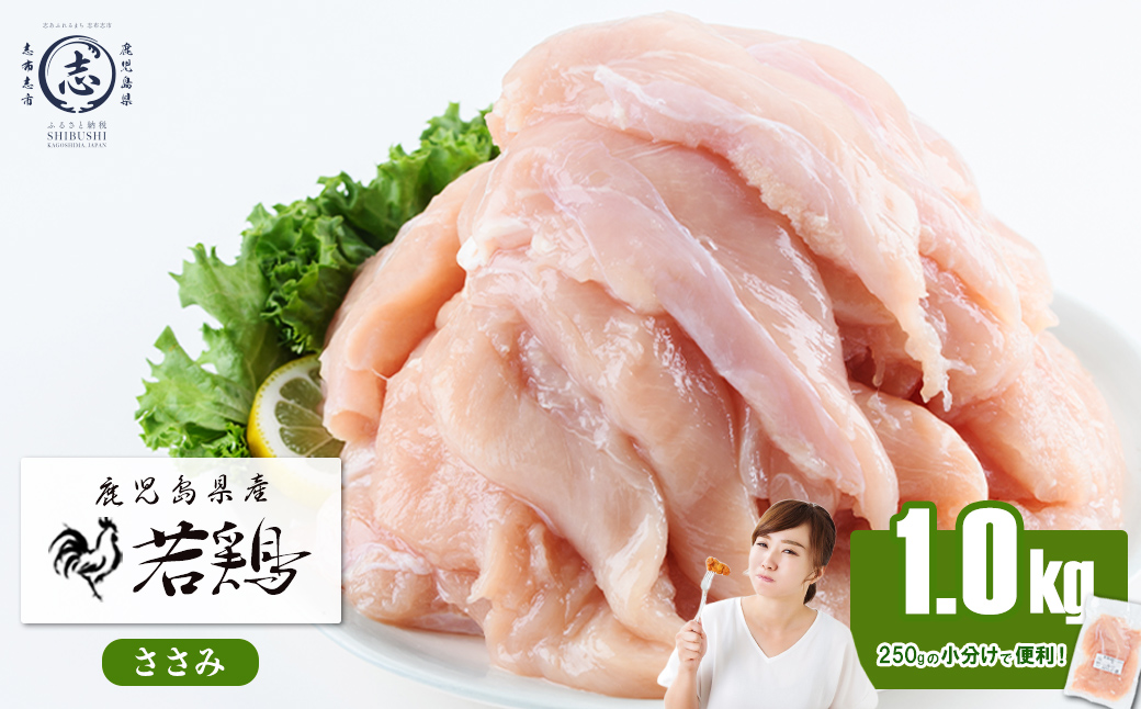 小分けで便利！鹿児島県産若鶏ささみ 計1kg(250g×4P) 鶏肉 とり肉 鳥肉 ささみ 鳥ささみ ヘルシー ダイエット 低カロリー 若鶏 小分け 真空 真空パック 保存 カット カット済 p7-049