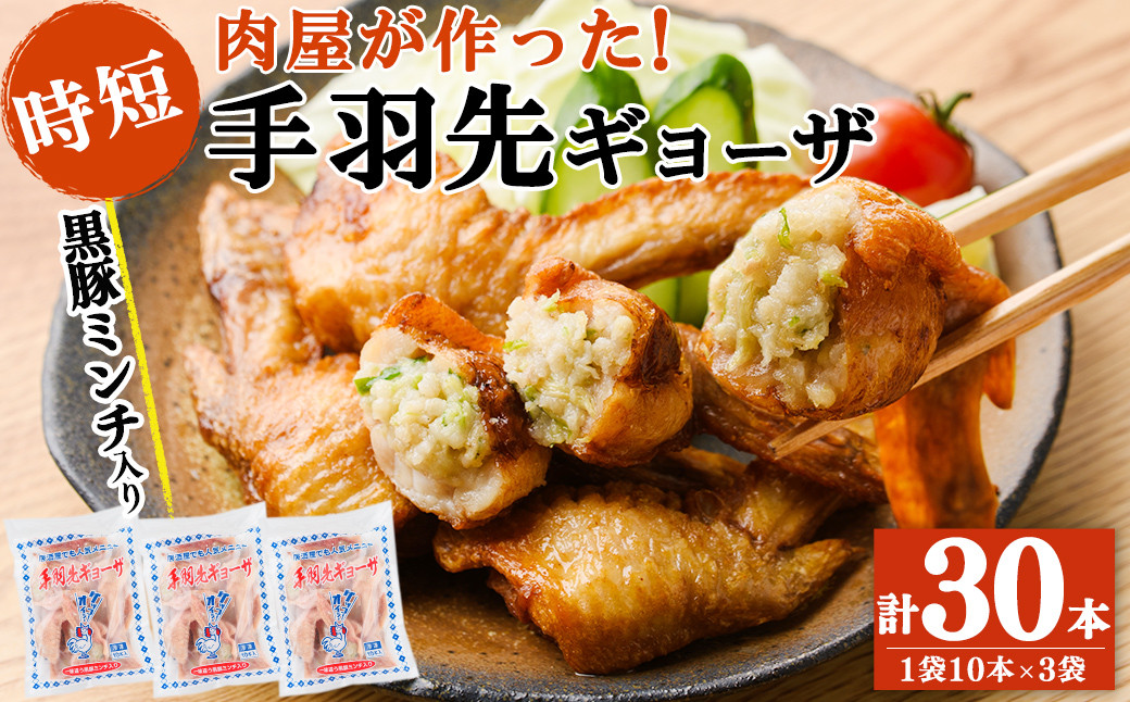 肉屋が作った！手羽先ギョーザ 計30本(10本×3袋) a3-215