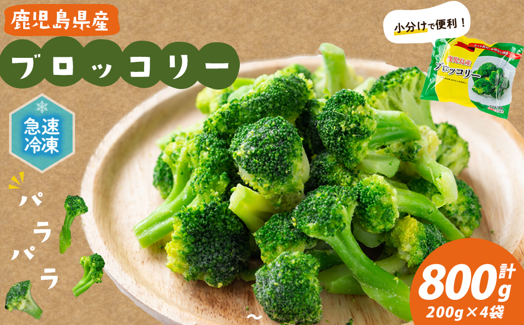 鹿児島県産 冷凍ブロッコリー＜計800g＞(200g×4袋) ブロッコリー 野菜 冷凍 カット カット野菜 国産 簡単 手軽 サラダ 味噌汁 スープ お弁当 p8-151