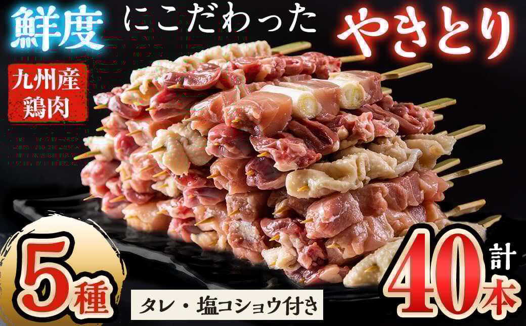 鮮度にこだわった国産やきとりバラエティセットスペシャル計40本(5種×各8本) a3-196