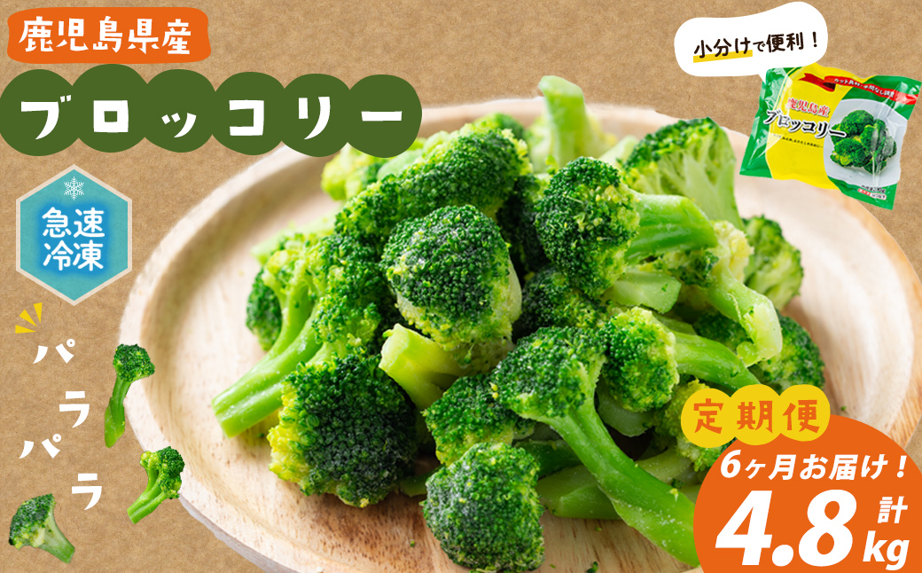 【定期便 全6回】鹿児島県産 冷凍ブロッコリー＜計4.8kg＞(200g×4袋×6ヶ月) t0048-008